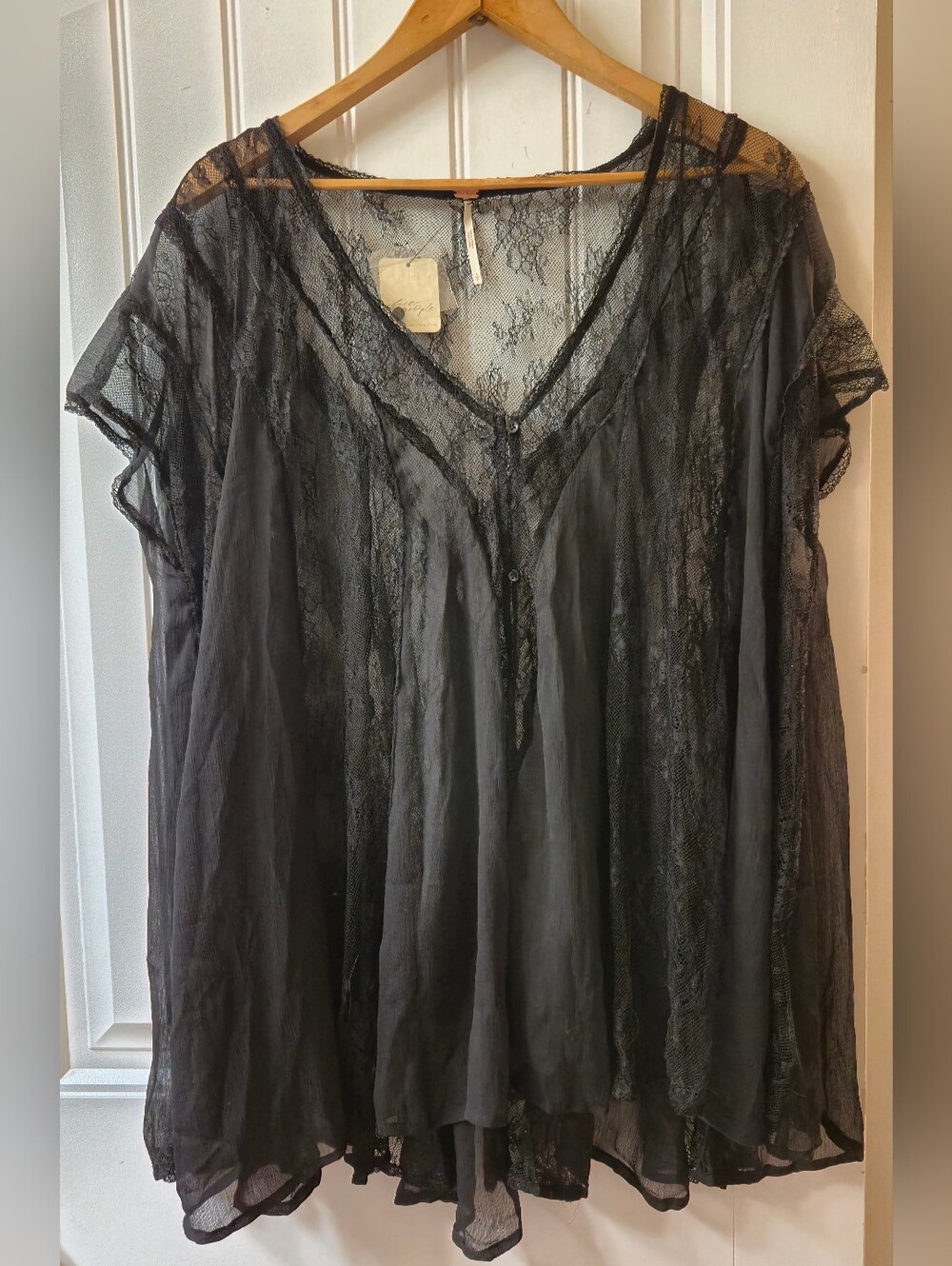 Womens Free People Black Farrah Lace Top Size Small New With Tags
